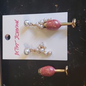 Betsey Johnson Pink Champagne Earrings